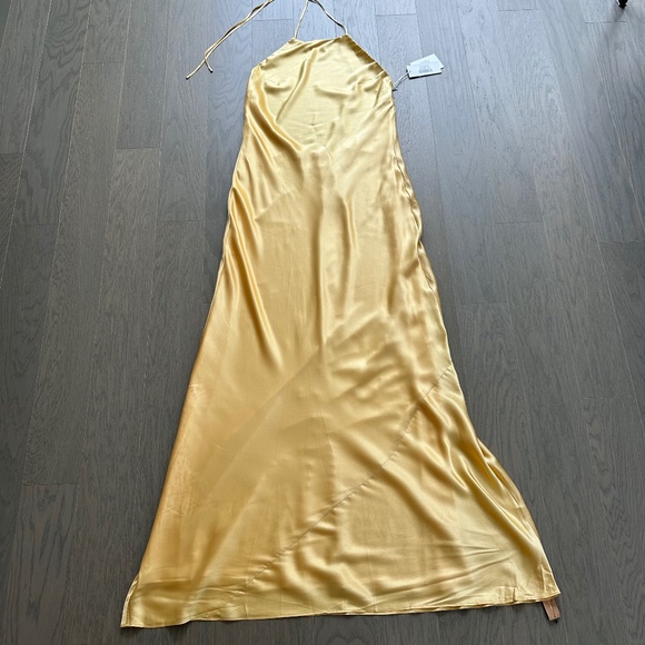 Reformation Jeany Silk Dress Yellow Sunshine Maxi Halter - XL - with tags - Picture 2 of 15